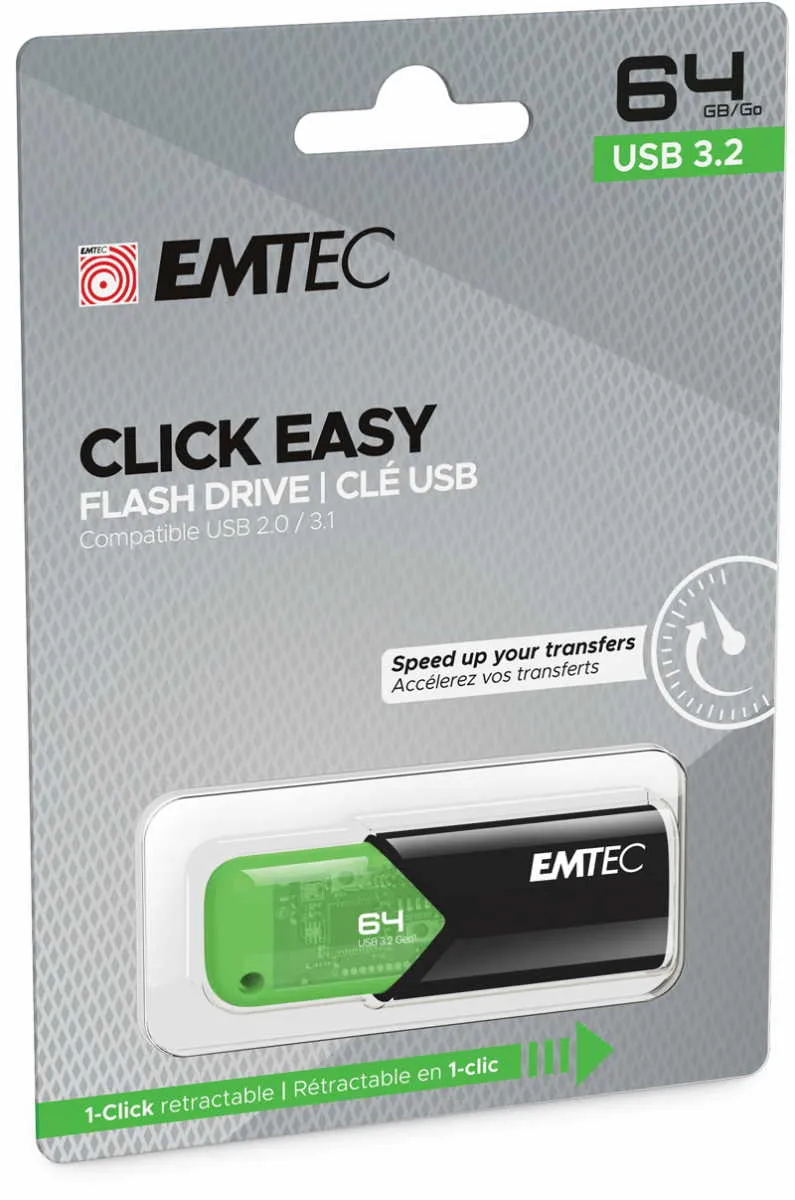 EMTEC USB3.2 CLICK EASY B110 PEN DRIVE 64GB GREEN