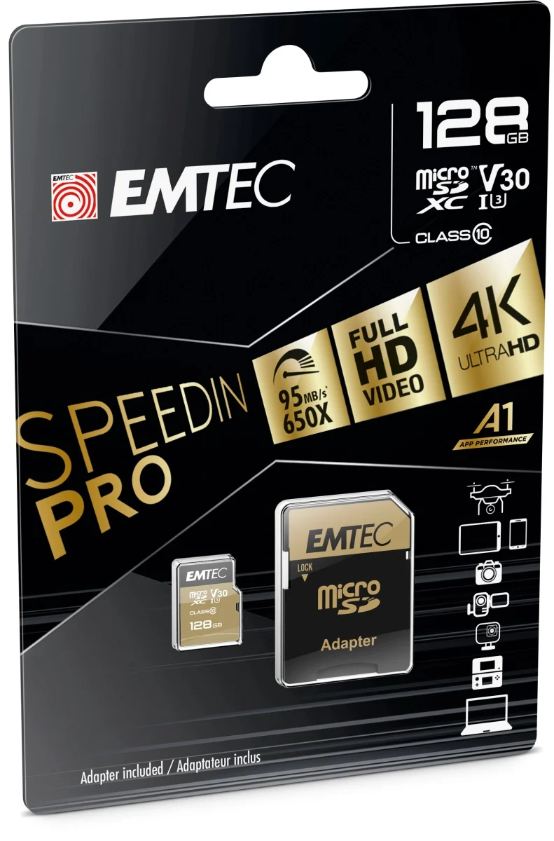 Emtec MICROSD 128GB UHS-I U3 V30 A1 SPEEDIN PRO CLASSE 10