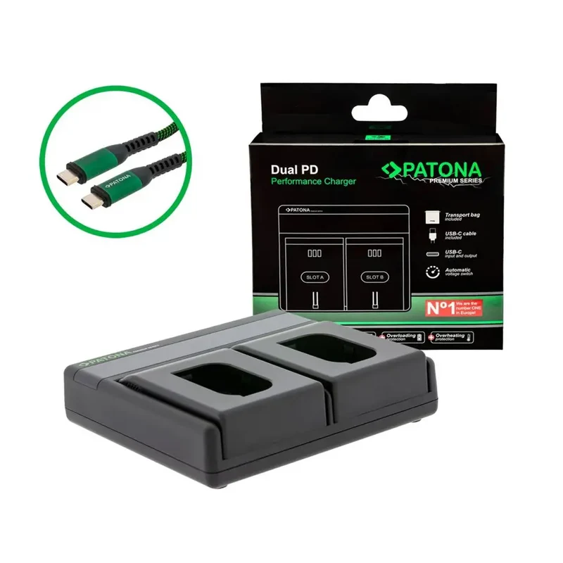 Patona Premium DUAL PD Caricabatterie (Per PANASONIC DMW-BLK22)