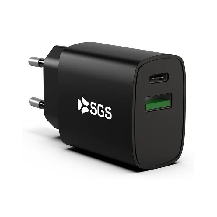 SGS- Caricatore da casa USB-C PD GAN 25w NERO-BIANCO