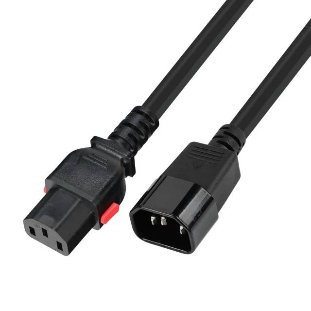 Netzkabel C13 (180°) SelfLock-C14 (180°) H05VV-F 3x0,75mm²