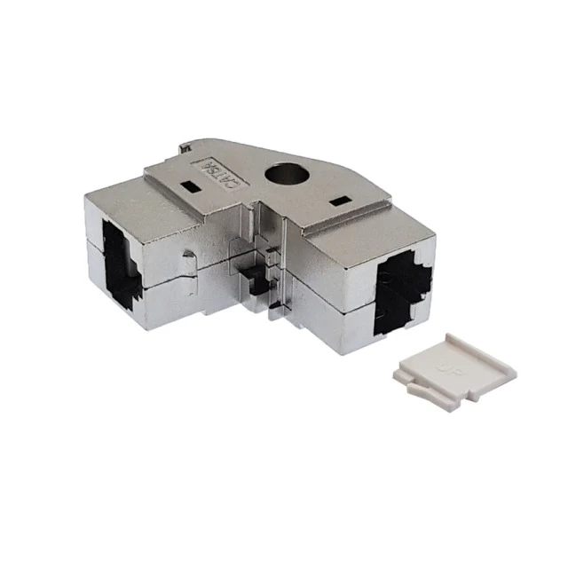 Keystone Adapter RJ45 Cat.6A Bu.-Bu. 90° gewinkelt geschirmt