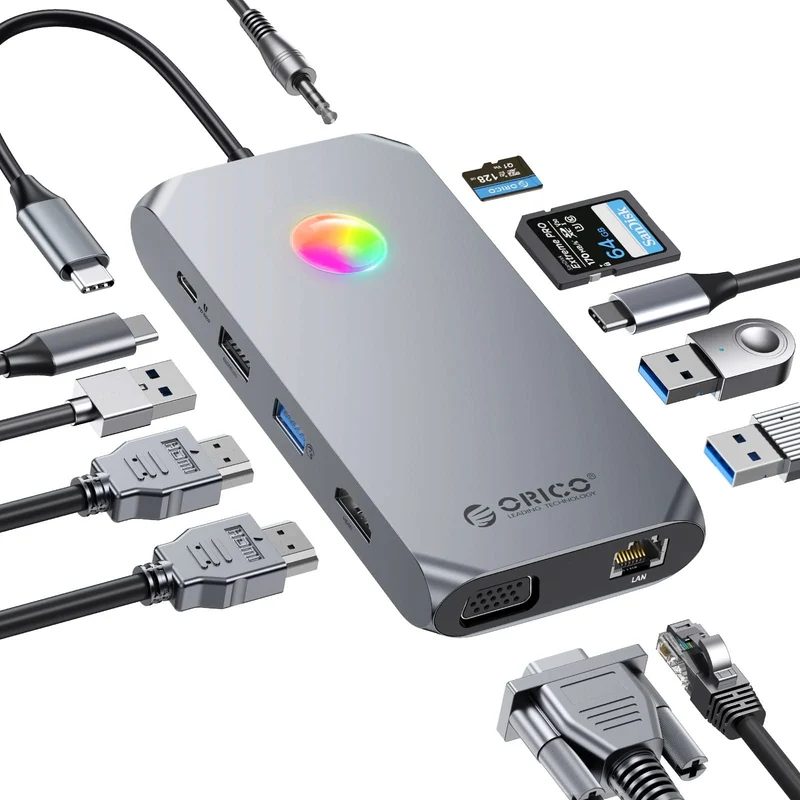 ORICO Type-C 12-in-1 RGB Multifunction Docking Station