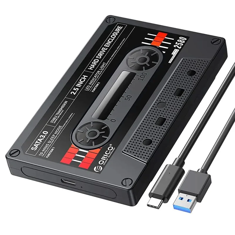 ORICO Retro Series 2.5'' External Hard Drive Enclosure USB3.0/Type-C to SATA- Black