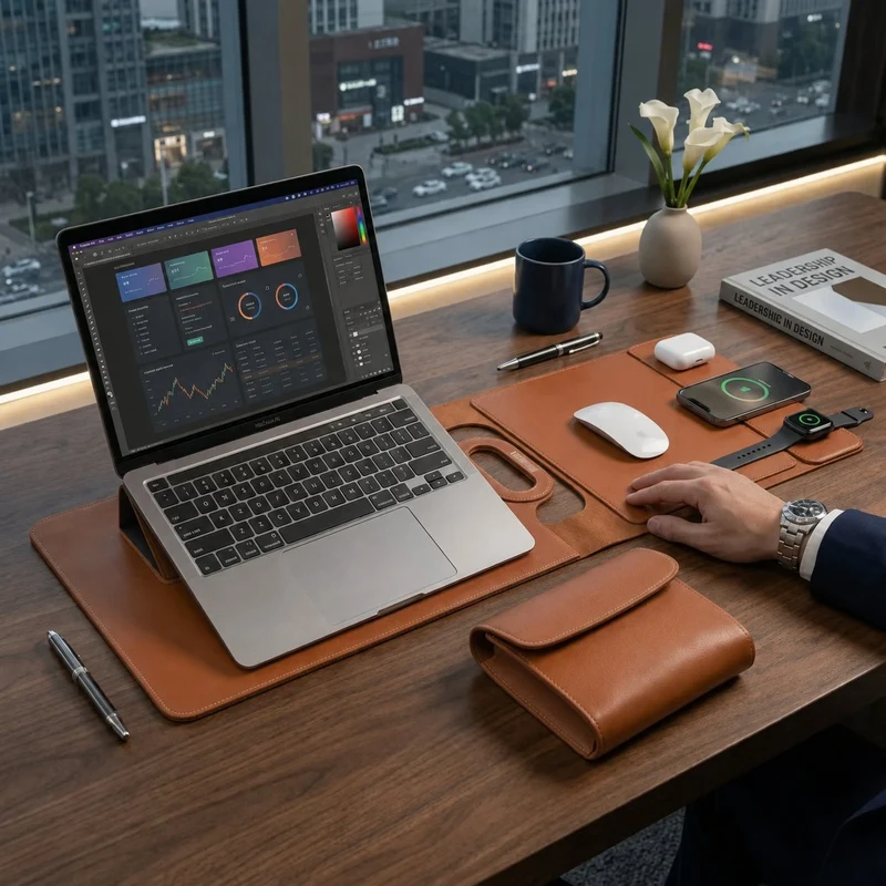3-in-1 Faltbare Kabellose Ladestation | in Laptoptasche | Lädt Handy, Smartwatch & Earbuds | DeskFold