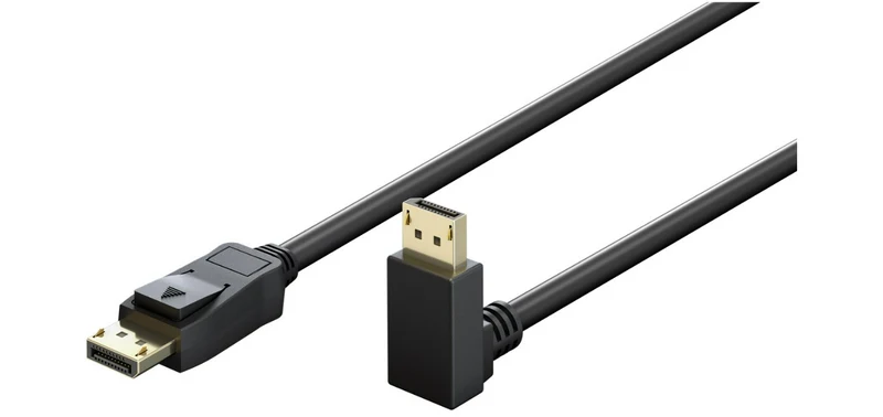 Diagonal 90°-DisplayPort-Kabel 2.0/2.1, 8K/144Hz, 54 Gbit/s, CU