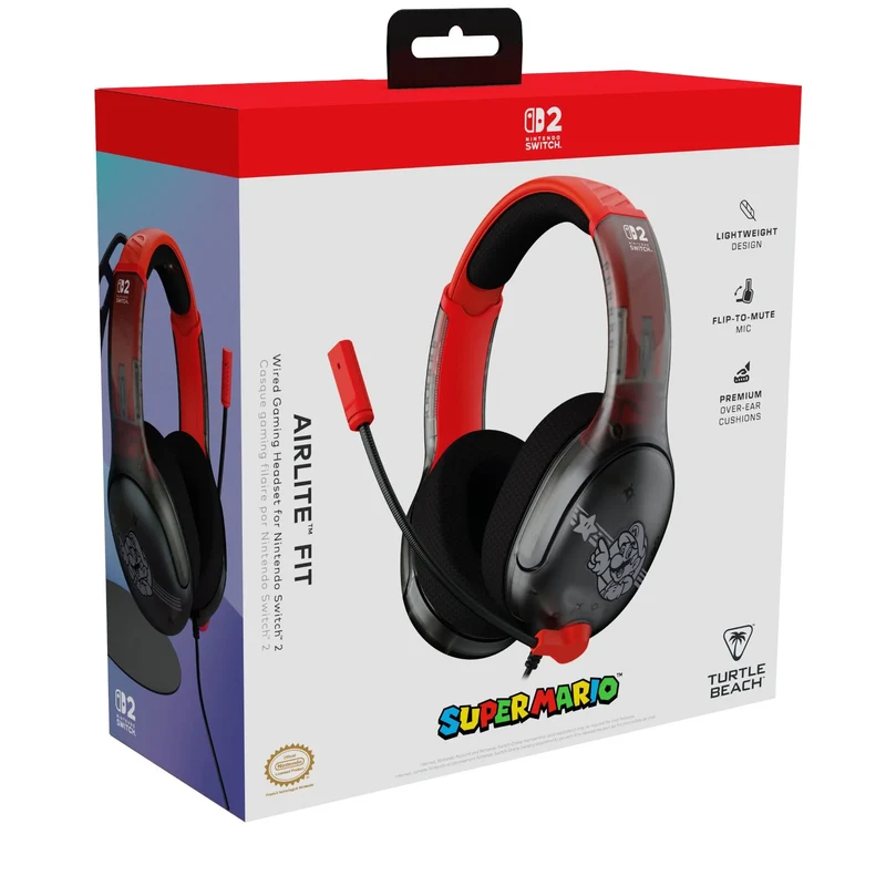 Turtle Beach - Cuffie Super Mario Nintendo Switch 2 e PC Wired Headset NSW2 Gaming