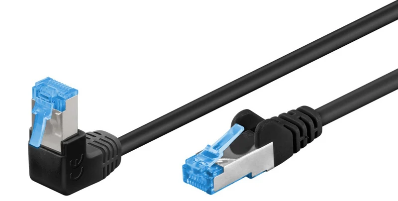 CAT 6A Patchkabel 1x 90° gewinkelt, S/FTP (PiMF)