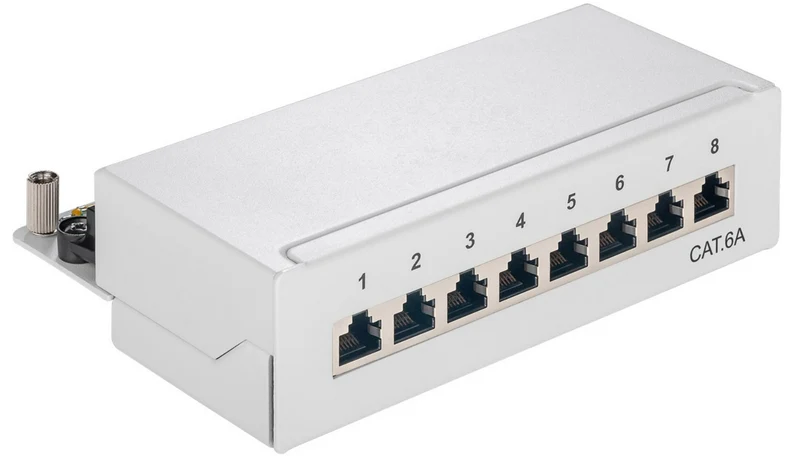 CAT 6a Mini Desktop-Patchpanel, 8 Port, (1 HE)