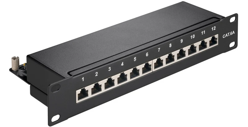CAT 6a 10-Zoll (25,4 cm) Patch Panel, 12 Port, (1 HE)