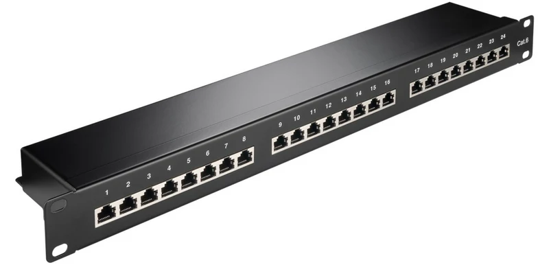 CAT 6 19-Zoll (48,3 cm) Patch Panel, 24 Port, (1 HE)