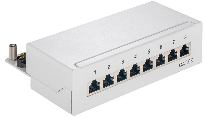 CAT 5e Mini/Desktop Patch Panel, 8 Port, (1 HE)