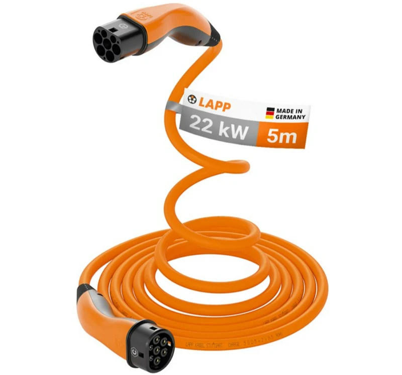 Selbstaufrollendes Ladekabel Typ 2, bis zu 22 kW
