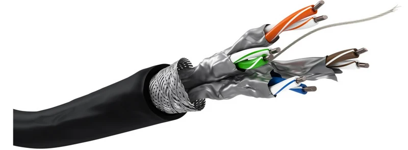 CAT 6 Outdoor Netzwerkkabel, S/FTP (PiMF), CCA, AWG 23/1, schwarz, 100m