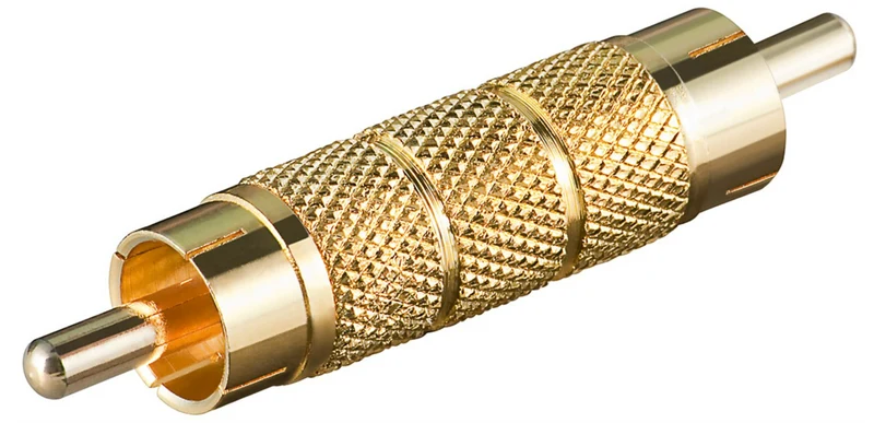 Cinch Adapter, Stecker zu Stecker, Goldausführung (10 Stück)