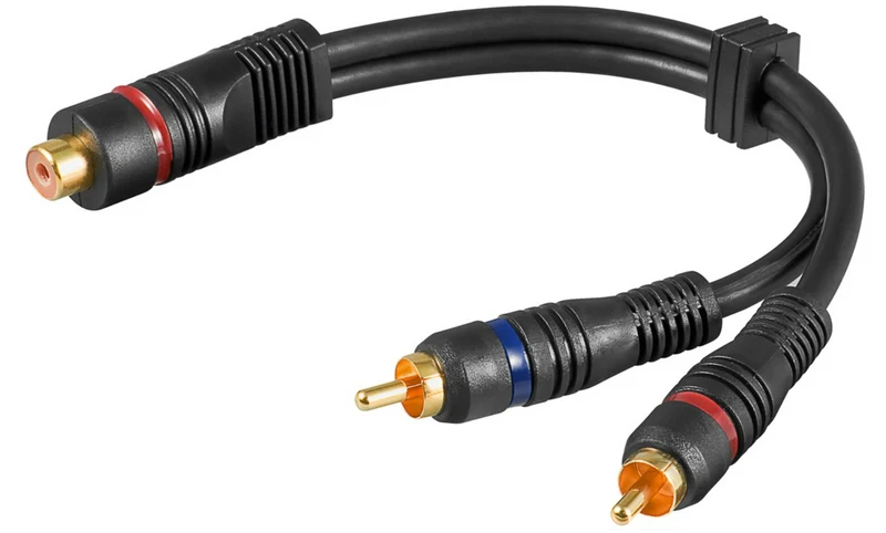Audio Y-Adapterkabel, 1x Cinch-Stecker zu Stereo-Cinch-Buchse, OFC, zweifach geschirmt