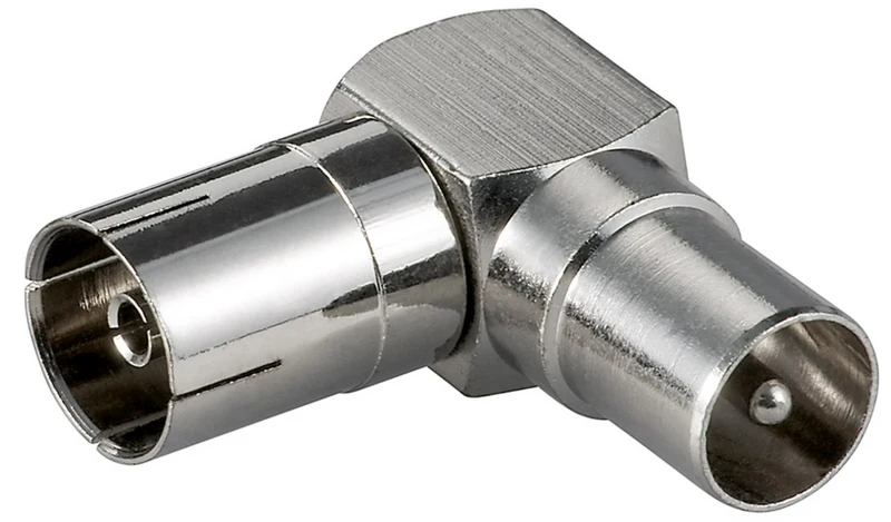 Koax-Winkeladapter: Koax-Buchse > Koax-Stecker 90° (10 Stück)