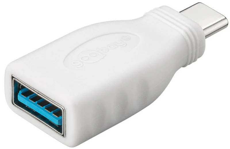 USB-C/USB-A 3.0 OTG SuperSpeed-Adapter für Ladekabel, weiss