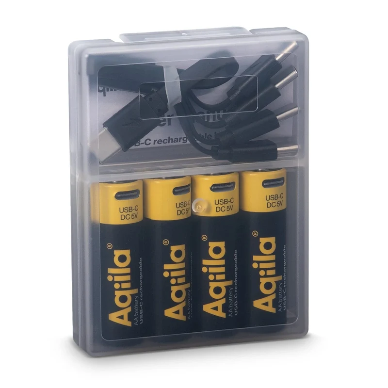 Aqiila - Batterie ricaricabili AA USB-C da 2000 mAh, confezione da 4