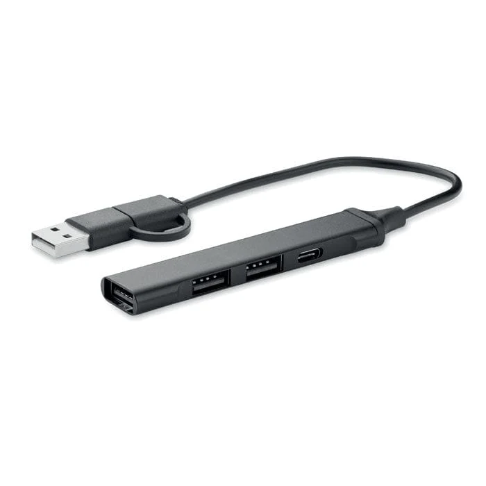 Hub USB a 4 porte 19 cm in alluminio riciclato