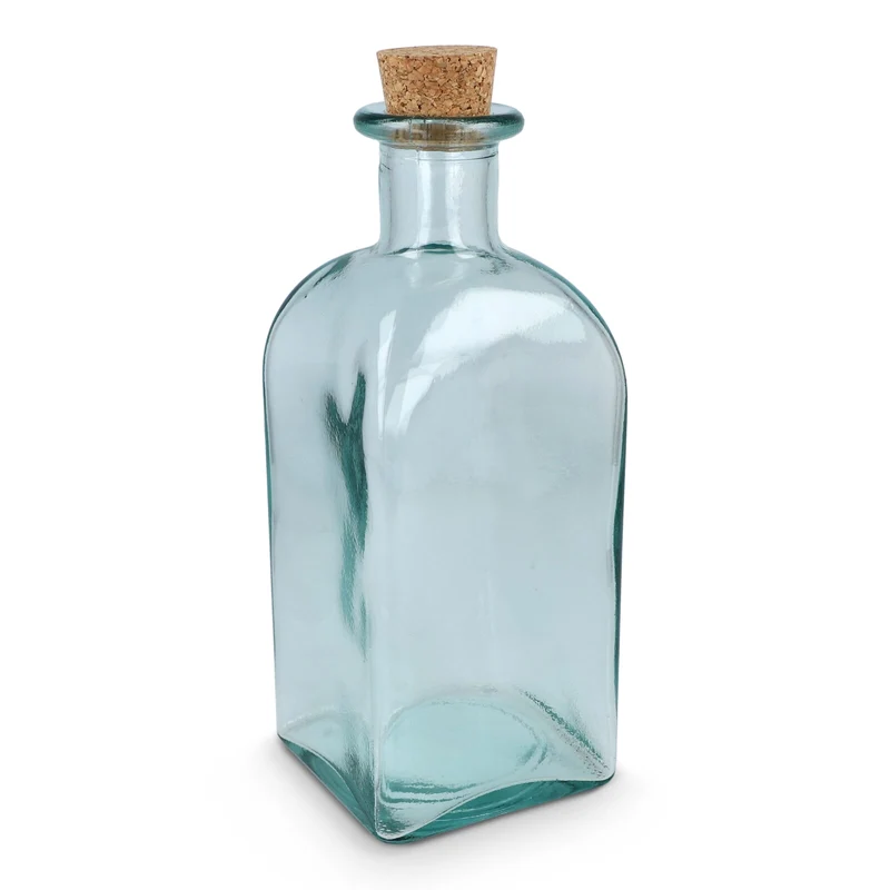 Bottiglia in vetro riciclato InSideOut Square ReuuZ con tappo in sughero 1L