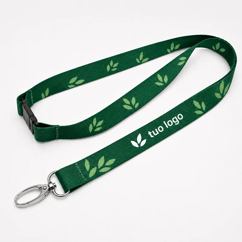 Lanyard personalizzato all-over in RPET con gancio sicurezza