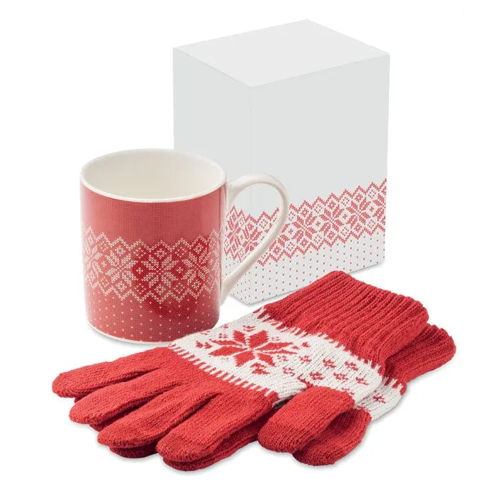 Set regalo natalzio con guanti e tazza