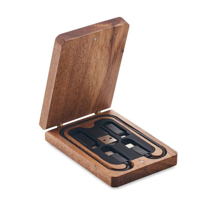Set di cavi 3 in 1 in custodia di legno