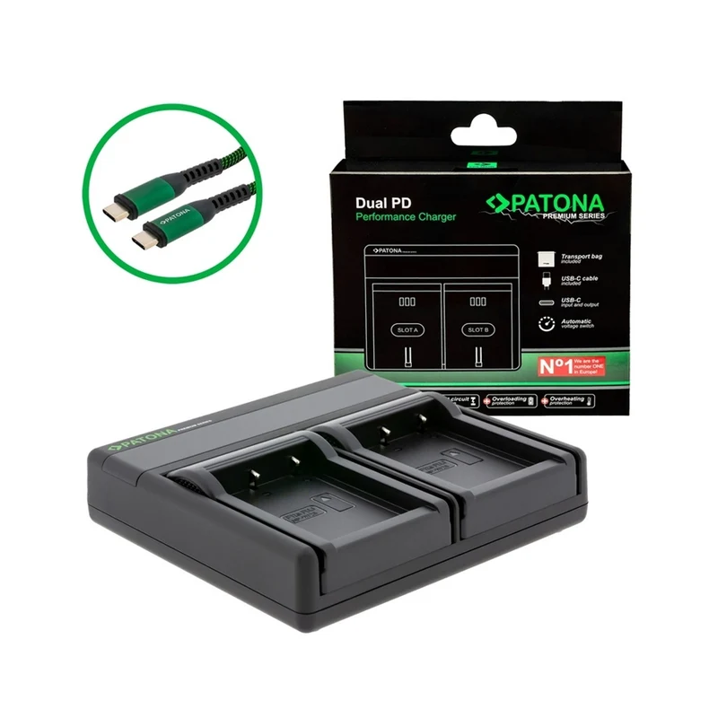 Patona Premium DUAL PD Caricabatterie (Per Fujifilm NP-W126)