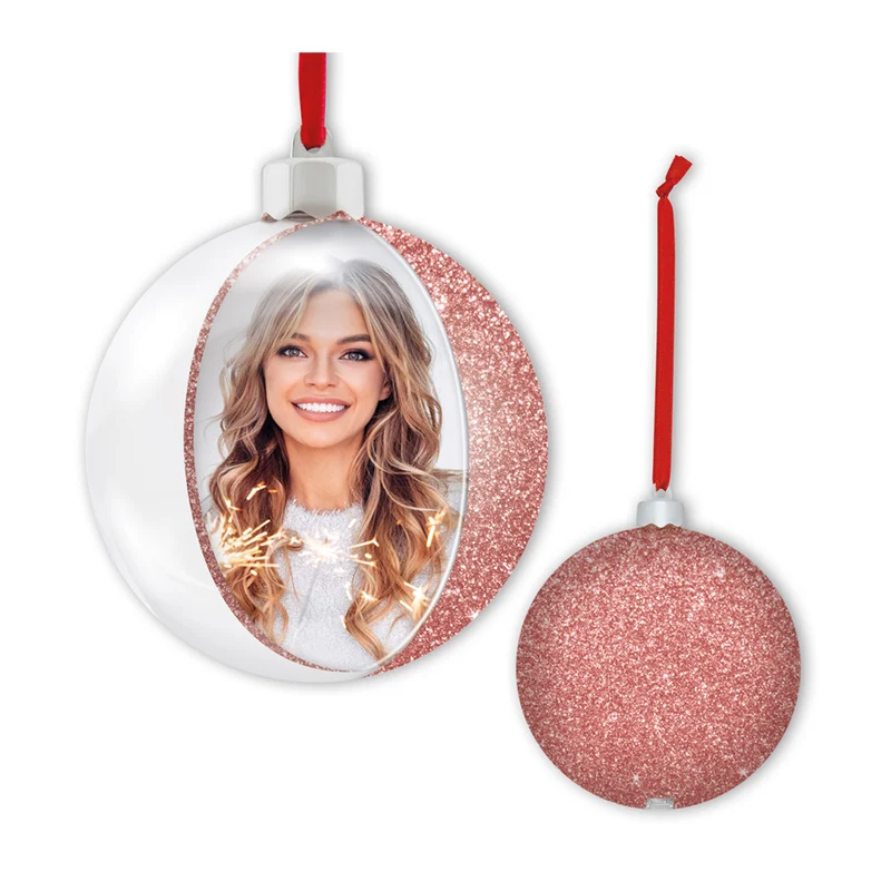 Palla di Natale "Photo Snow Flake Pink" (7,5x7,5) - Art. SF105P1