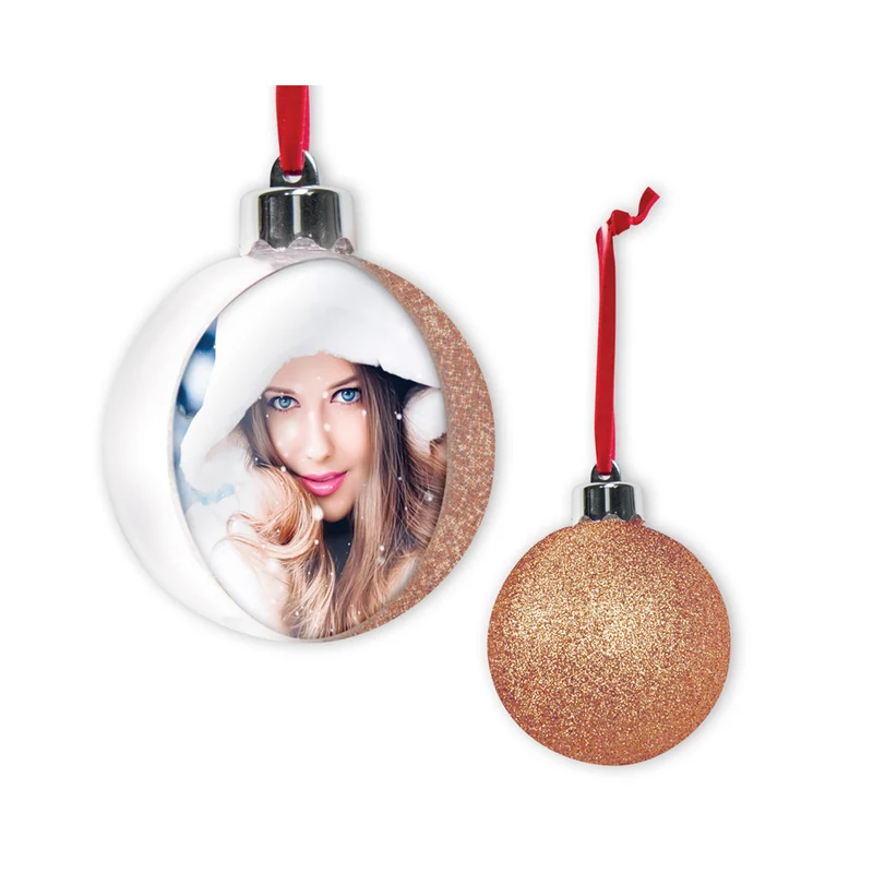 Decorazione natalizia "Photo Snow Caramel Glitter" (7,5x7,5) - Art. SF105C