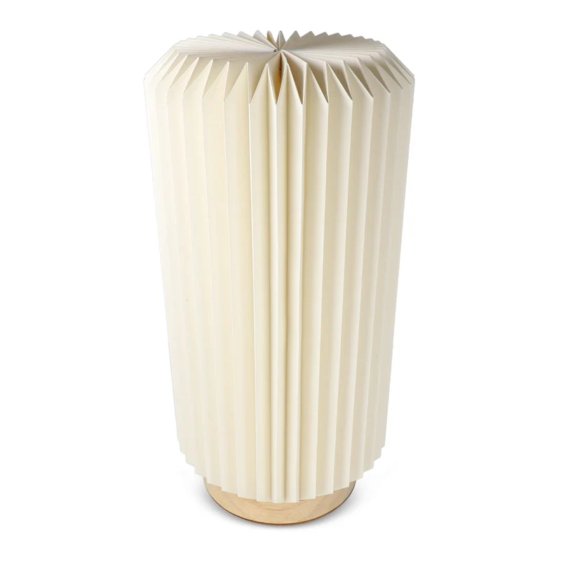 Lampada LED di carta pieghevole Coollux Aurora Tall con base di legno, 32 cm