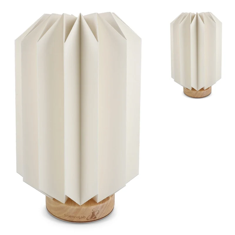 Lampada LED di carta pieghevole Coollux Eos su base di legno, 25 cm (formato cassetta delle lettere)