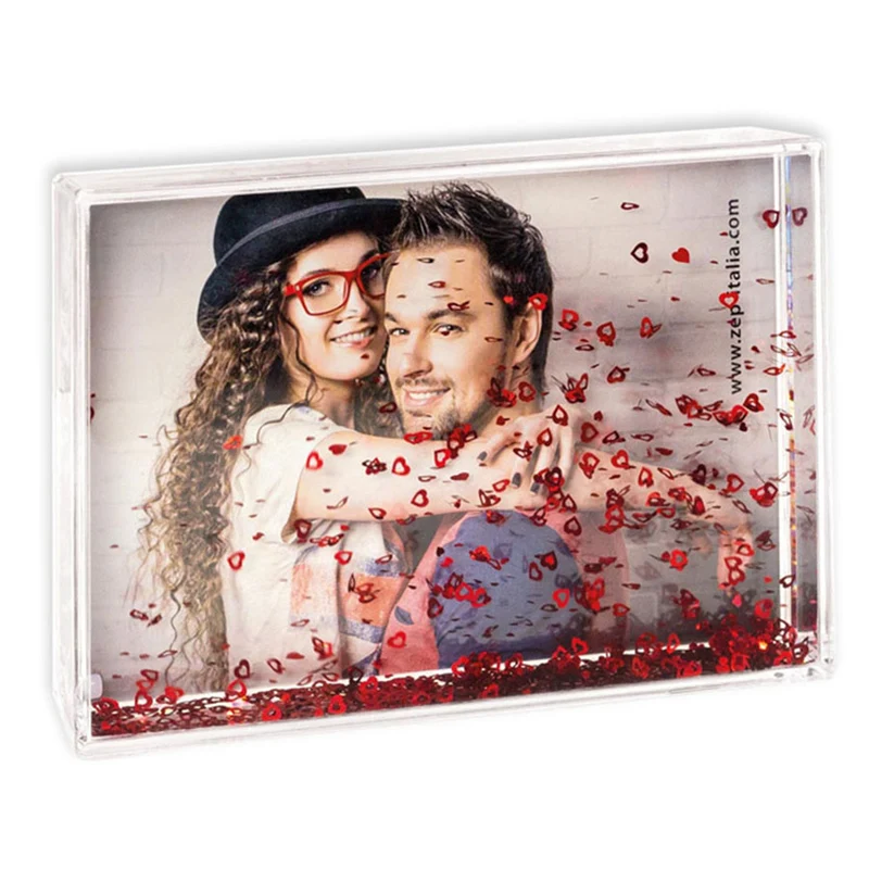 Cornice in ps con acqua e cuoricini "Shake Frame Heart" (10x15) - Art. RB333