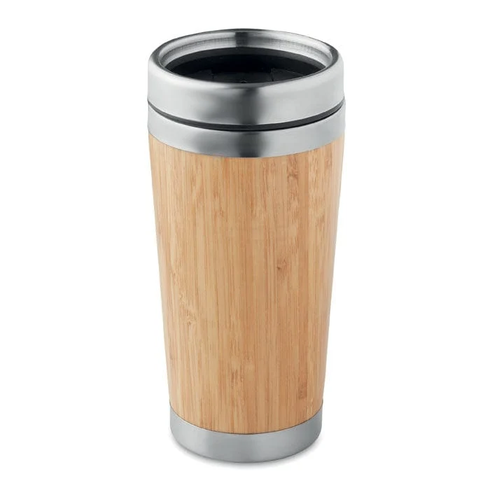 Thermos doppio strato bamboo con tappo in PP