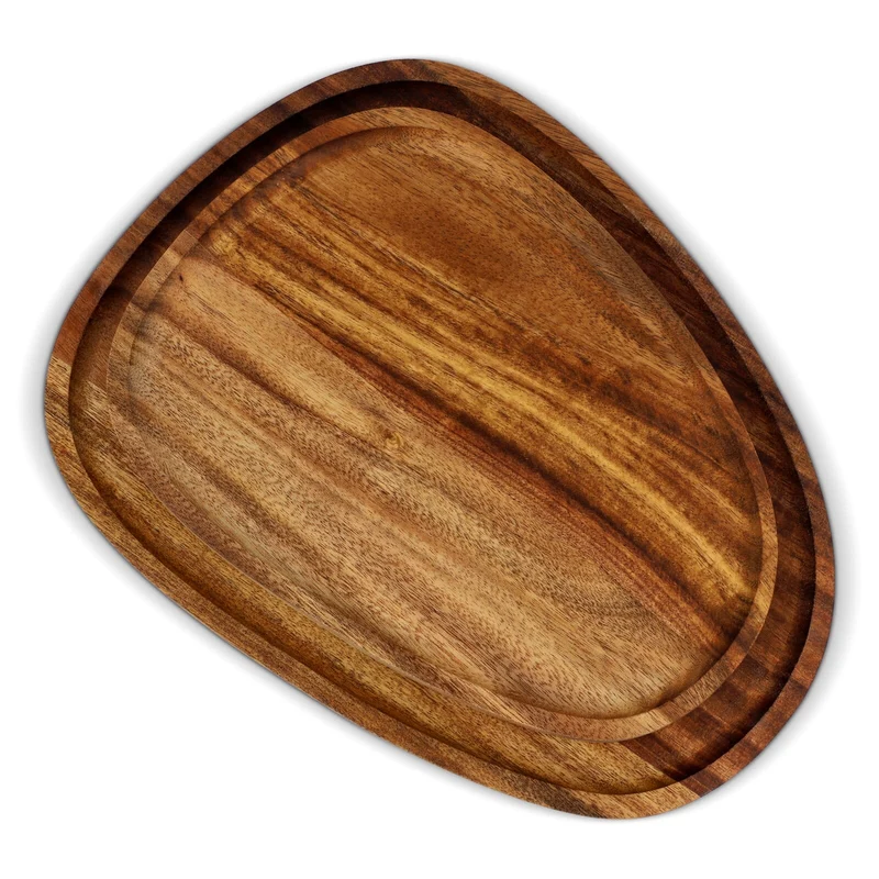 Confezione da 2 vassoi in legno a forma organica