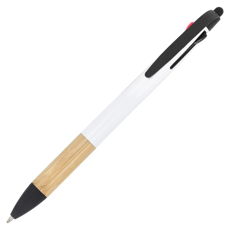 Penna a 3 colori con impugnatura in bambù
