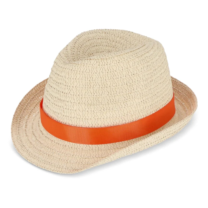 Cappello in paglia vegetale con fascia colorata