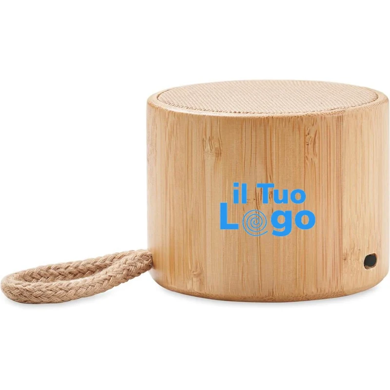 Speaker wireless rotondo in bamboo