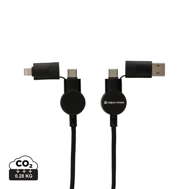 Cavo di ricarica veloce 60 W Oakalnd 6in1, 1,2m plastica riciclata RCS