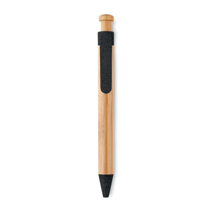Penna a sfera in bamboo dettagli in paglia di grano