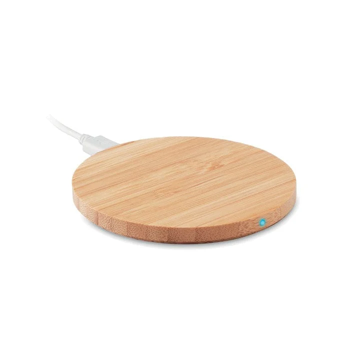 Caricatore wireless in bamboo con luce di ricarica