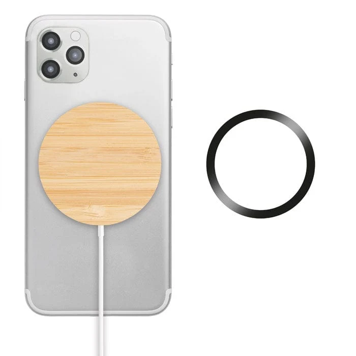 Caricatore wireless magnetico tondo in bamboo