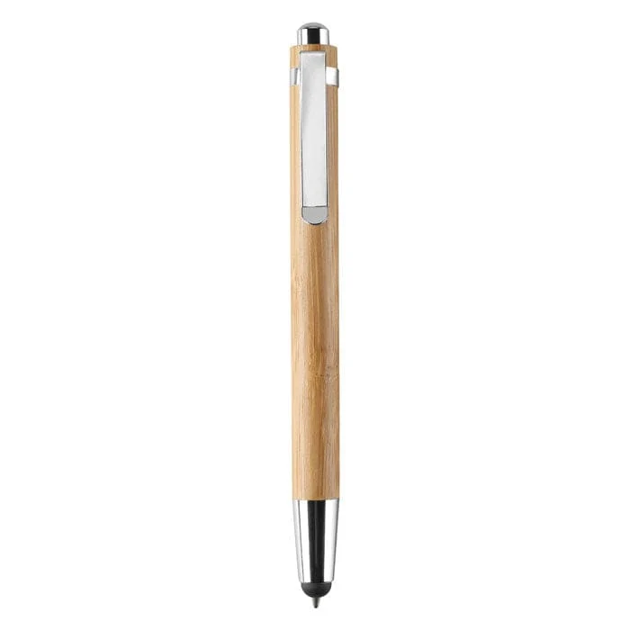 Penna a sfera in ABS e bamboo con punta touchscreen