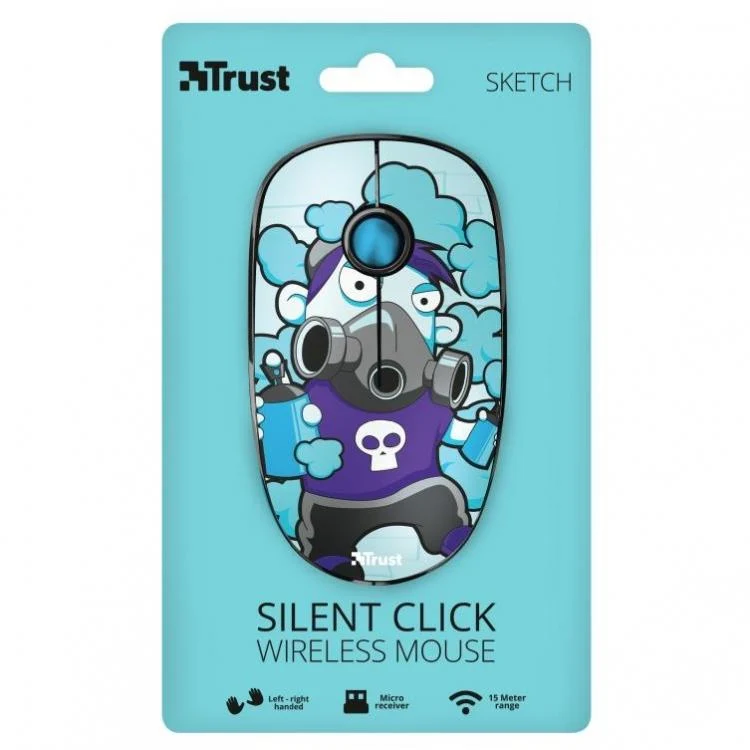 Trust Mouse Ottico Sketch Silent Click Silenzioso Wireless Usb Senza Filo Blu
