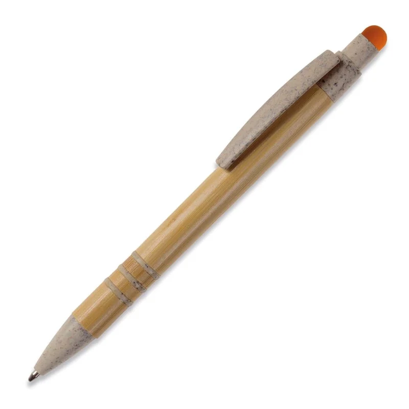 Penna a sfera in bambù e paglia di grano con stilo