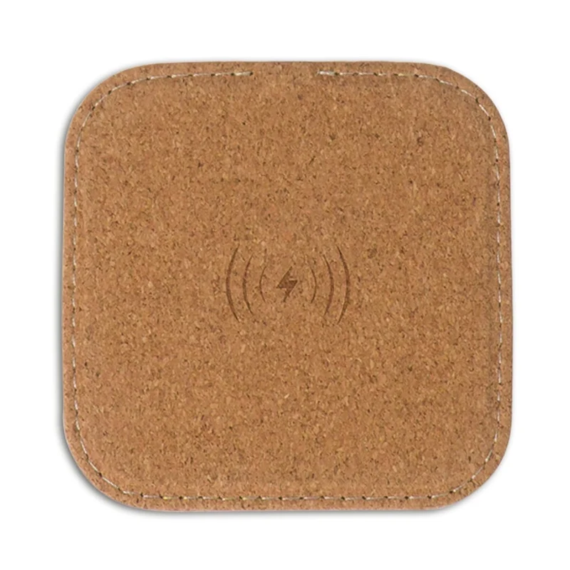 Caricabatterie wireless quadrato in sughero 5W