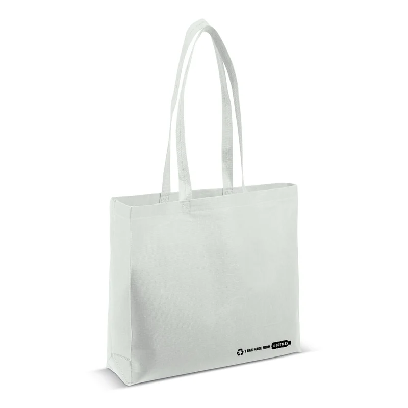 Borsa shopping R-PET bianco 100 g/m² con soffietto