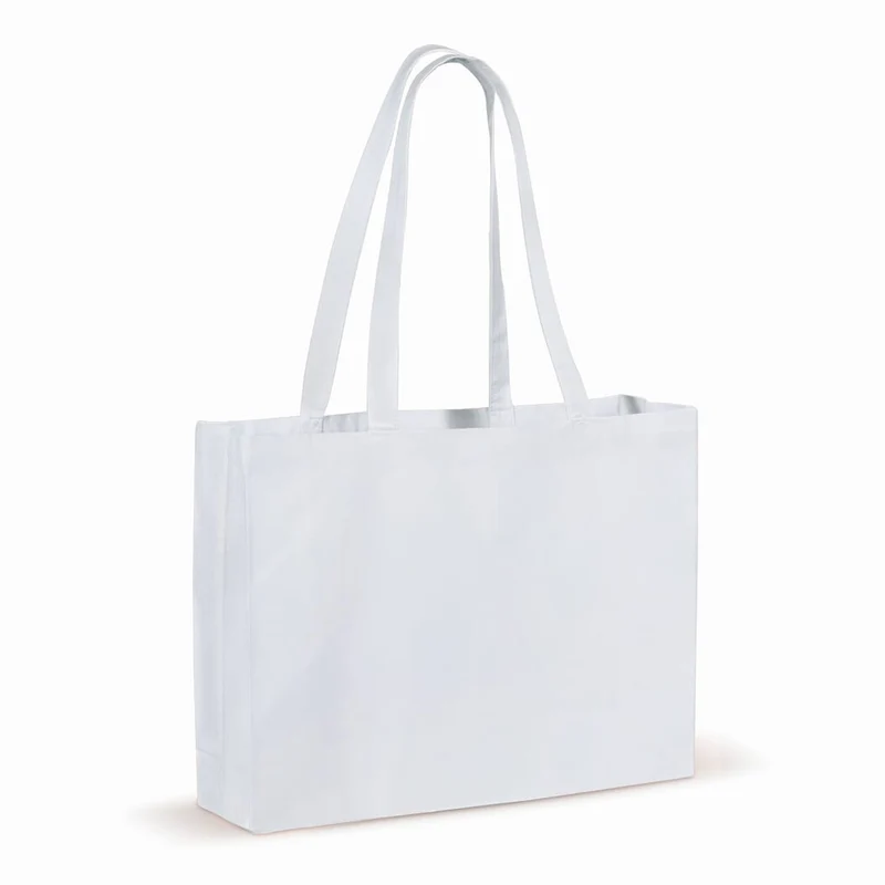 Borsa in cotone riciclato con soffietto 140g/m² 49x14x37cm