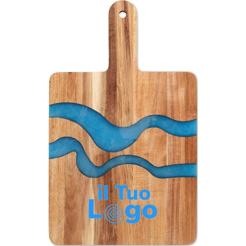 Tagliere in legno di acacia con dettagli in resina